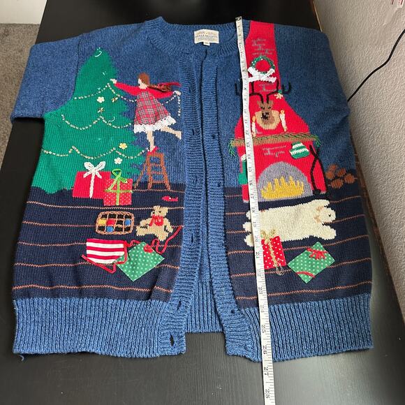 VTG Susan Bristol Cardigan Women Medium Christmas 90s Hand Embroidered Holiday - Picture 12 of 15